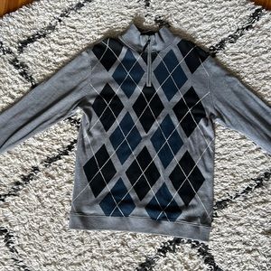 Grey dress sweater with Diamond pattern SZ XL